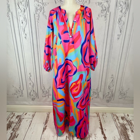Colorful Oversized Maxi Dress Shirt - Picture 4 of 10